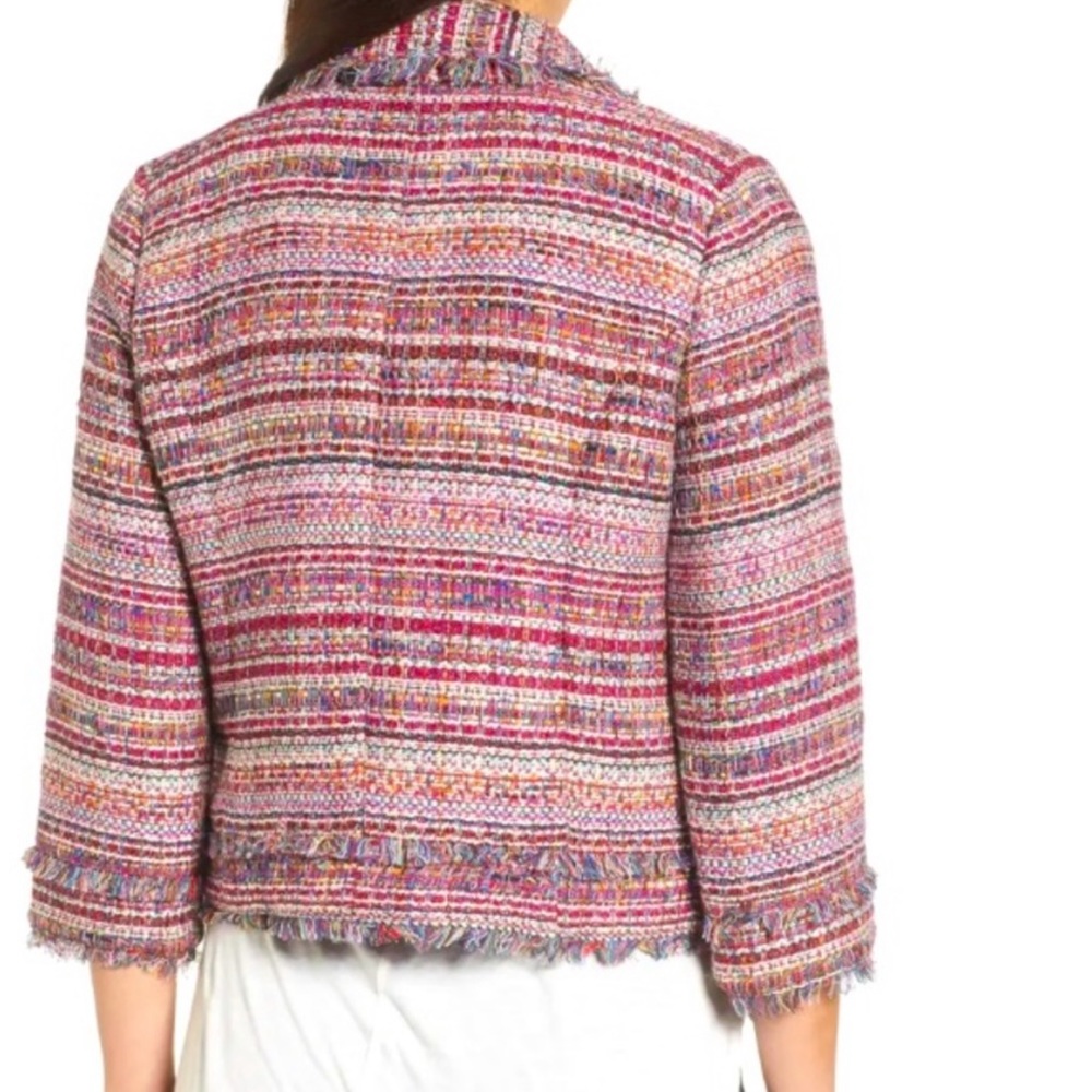 Halogen Tweed Open Front Frayed Multicolor Blazer… - image 2